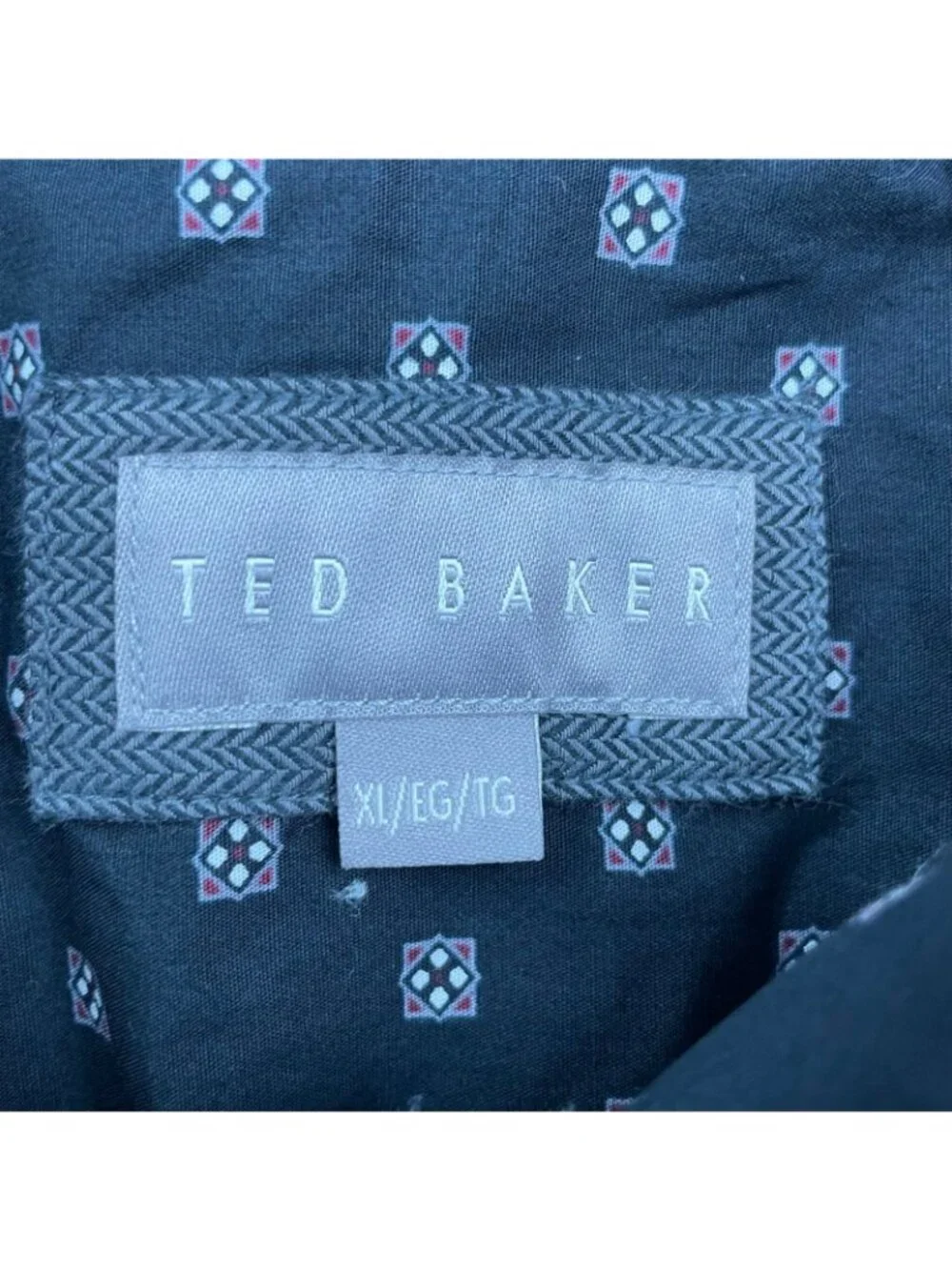 Ted Baker Men's 100% Cotton Flip Cuff Button Shirt Gray Herringbone • XL_3
